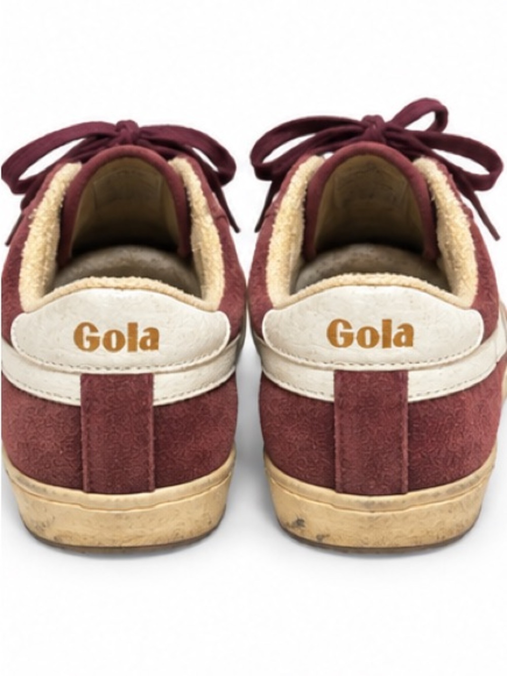 Gola Tennis Mark Cox Suede Sneakers Burgundy Cream Women’s 9 Vintage - Picture 3 of 5